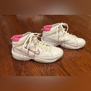 Nike White and Pink High-Top Sneakers